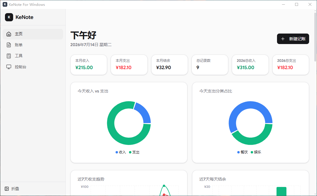 KeNote 首页概览